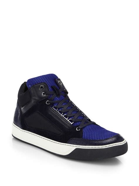 lanvin mid top sneaker in metallic fabric mesh|Lanvin Sneakers for Men .